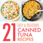A collage of images of dishes made with canned tuna