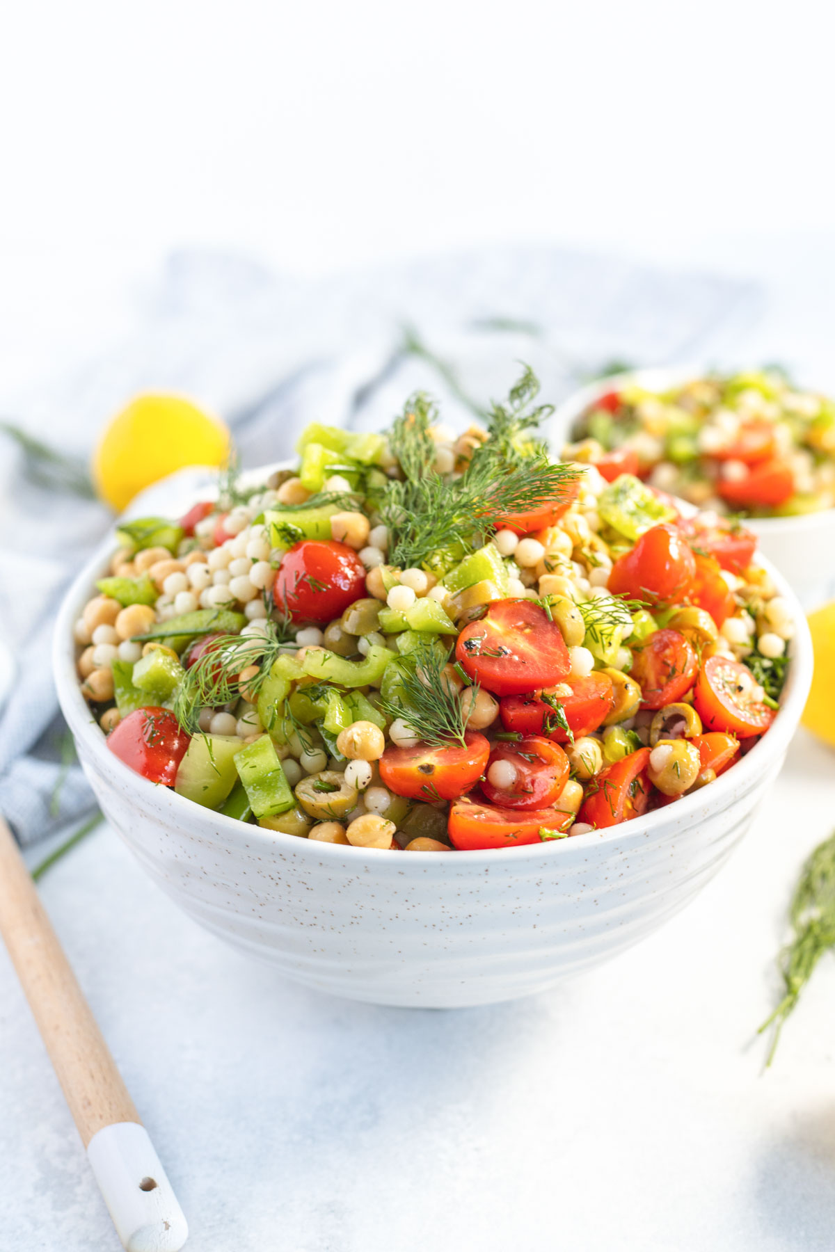 the finished instant pot couscous salad recipe
