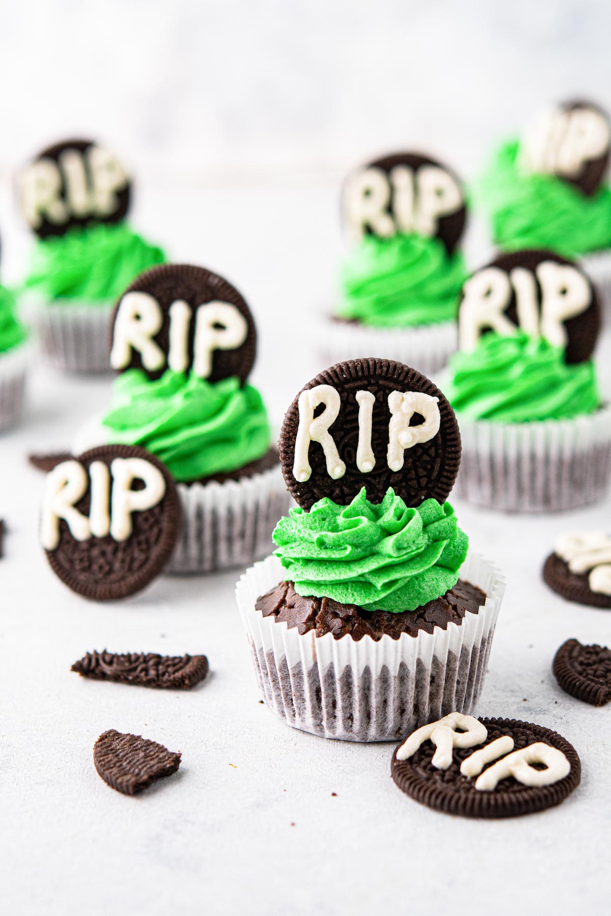 RIP Halloween Cupcakes on a table