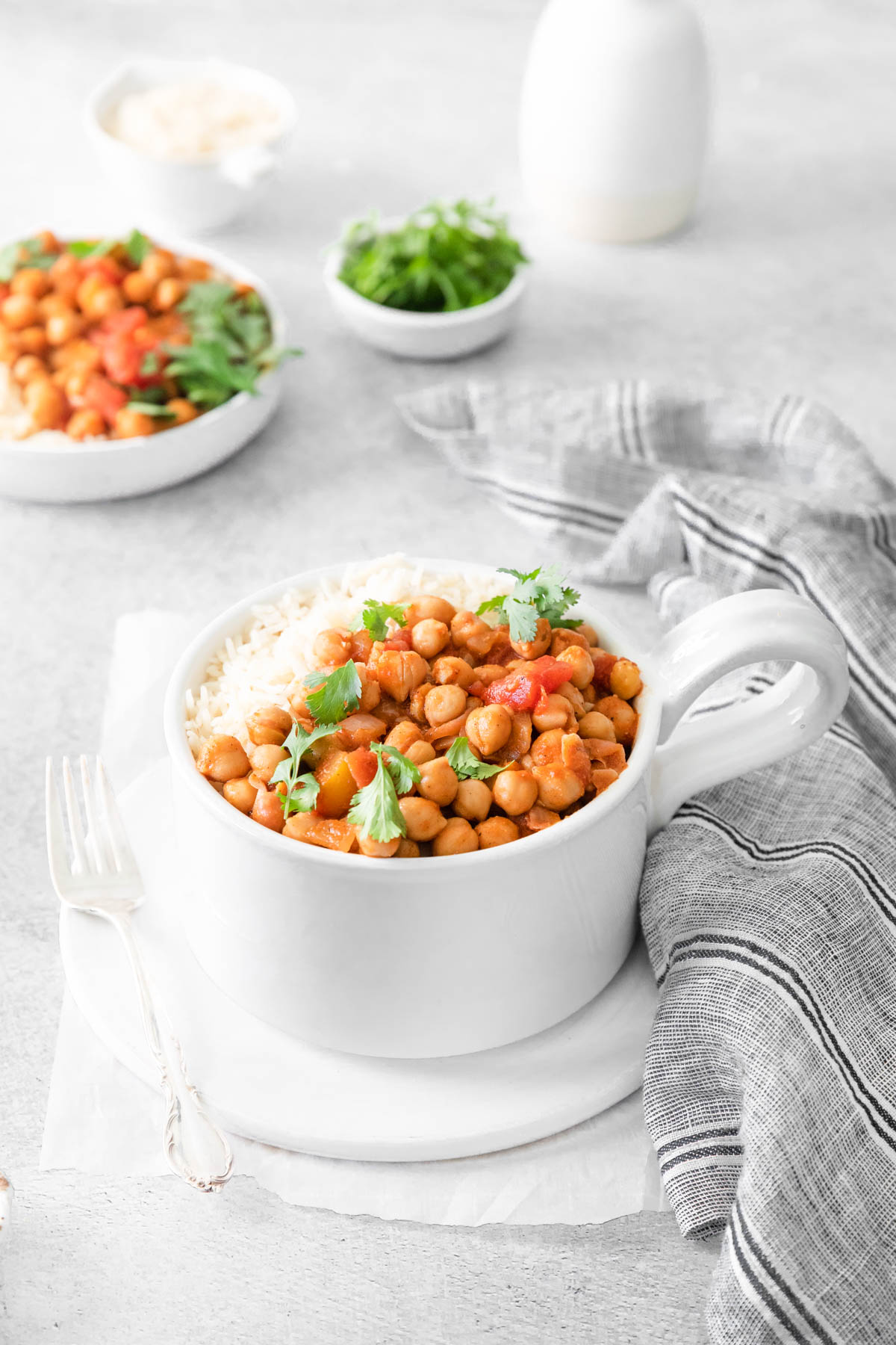 two servings of chana masala instant pot on a table