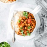 top down view of the completed chana masala instant pot recipe