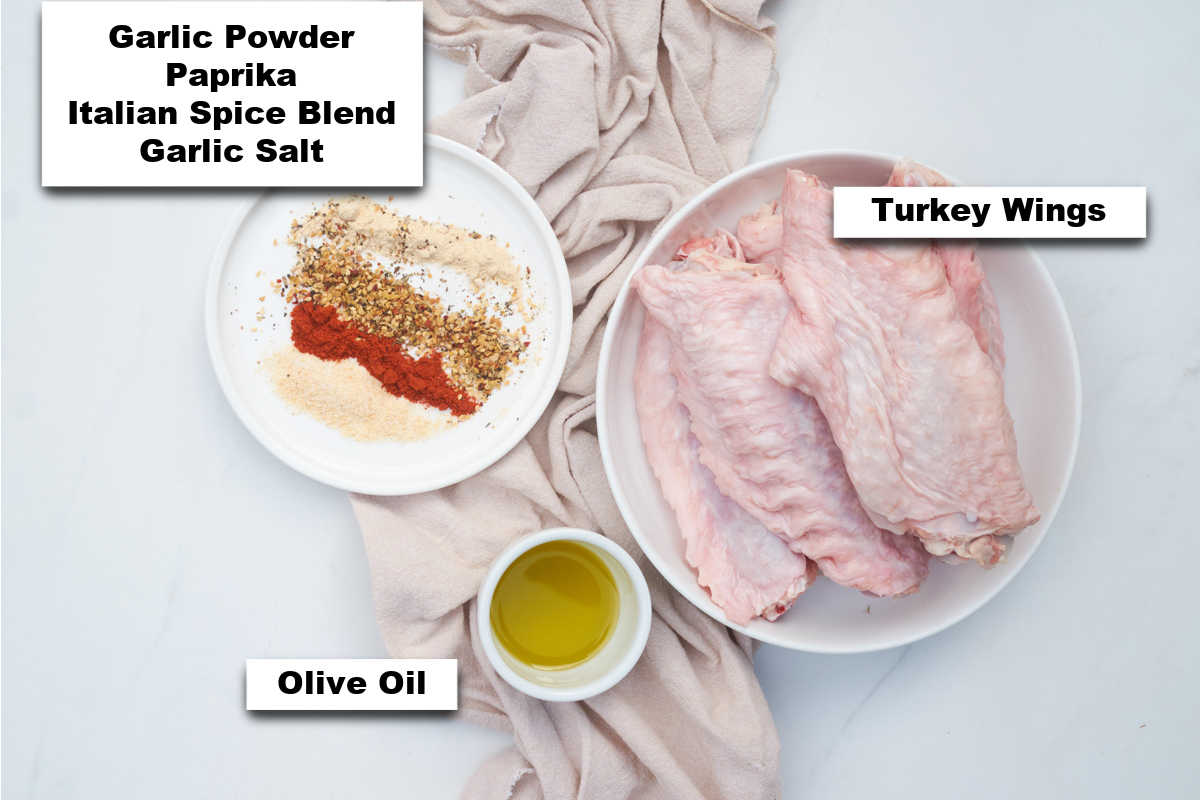 the ingredients for making air fryer turkey wings
