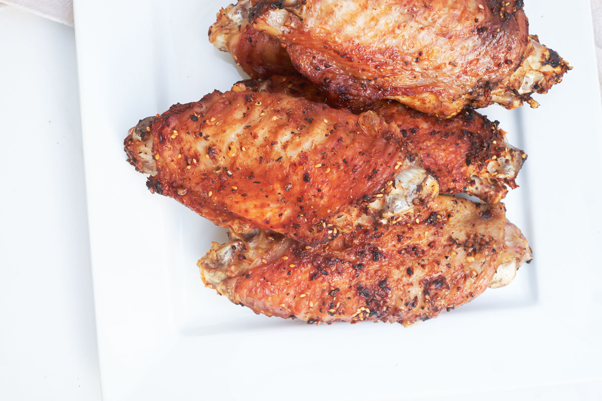 top down view of the cooked air fryer turkey wings