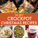 A collage of images of christmas dishes made in a crockpot