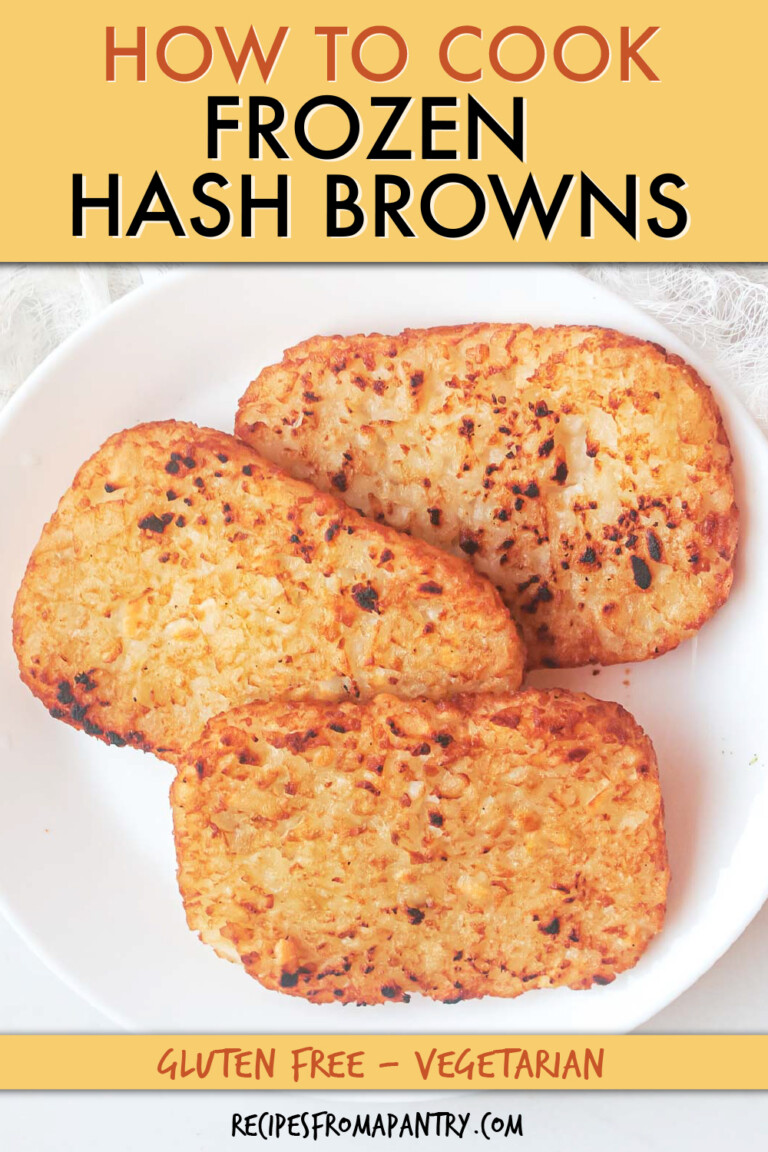 three cooked hash brown patties on a round plate