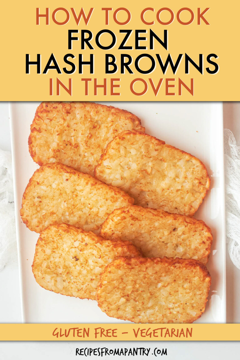 Six cooked hash brown patties on a square plate