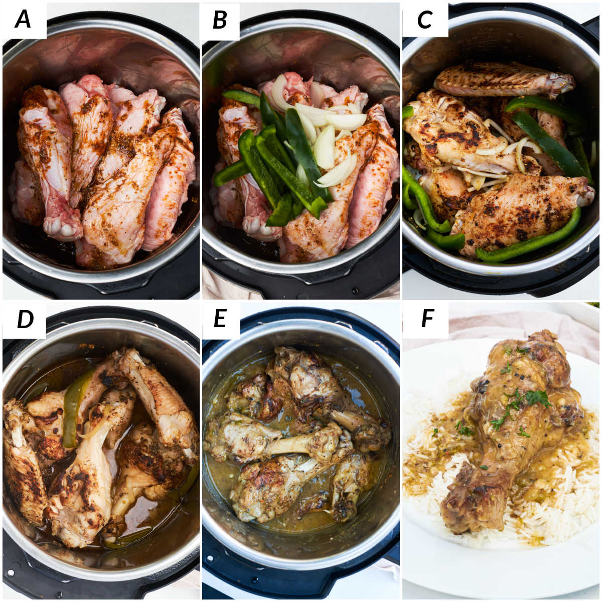 image collage showing the steps for making instant pot turkey wings