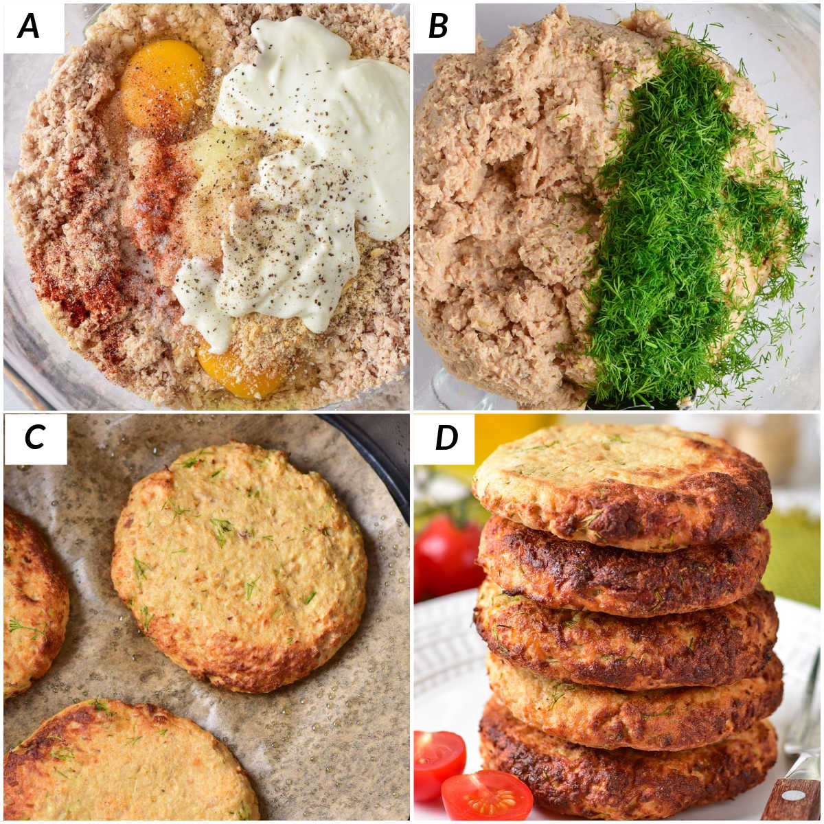 image collage showing the steps for making turkey patties