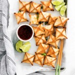 the finished crab rangoons air fryer recipe ready to serve