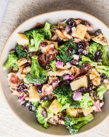 the completed broccoli cranberry salad recipe