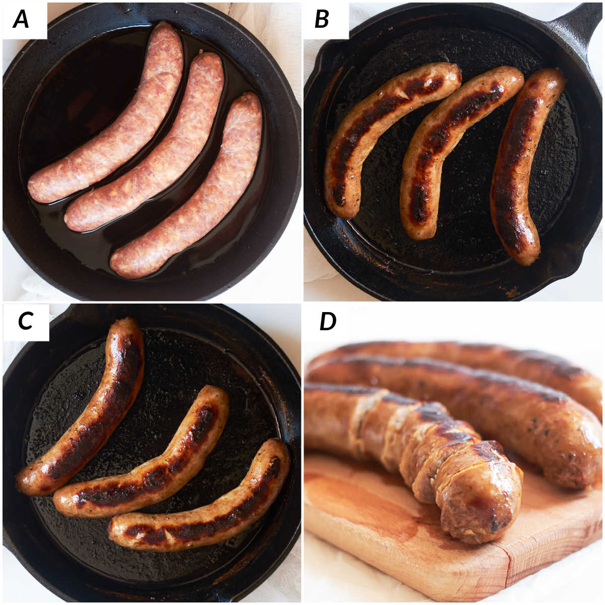 image collage showing the steps for how to cook italian sausage in oven