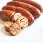 the completed Italian Sausages in Air Fryer recipe on a plate