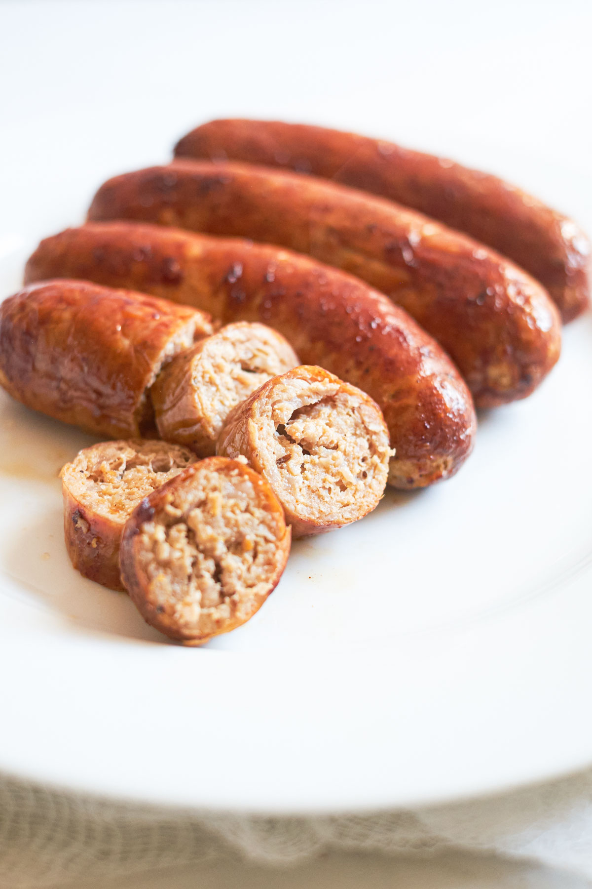 the completed Italian Sausages in Air Fryer recipe on a plate