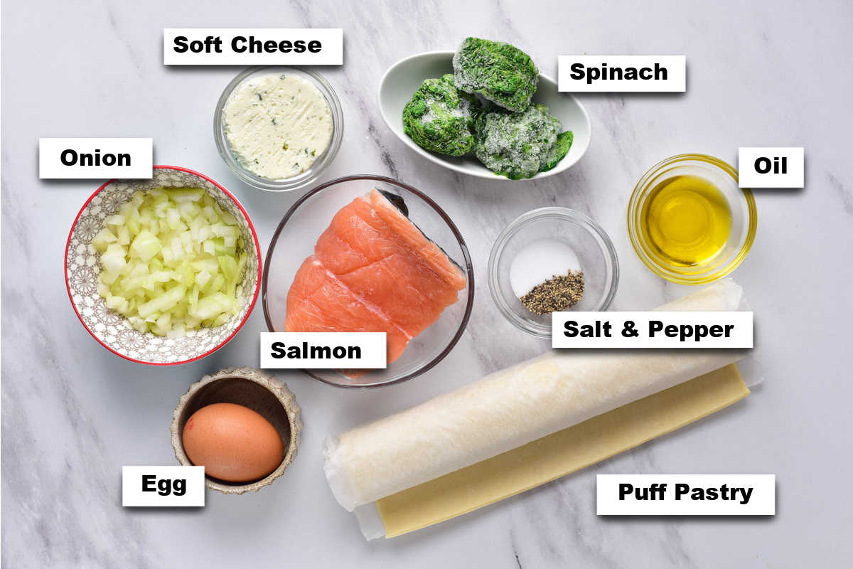 the ingredients for making salmon wellington