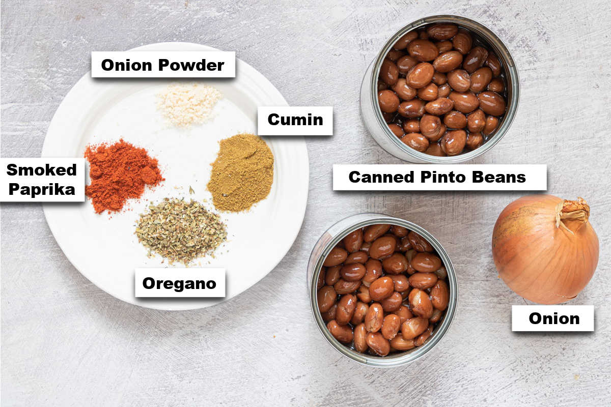 the ingredients needed to cook canned pinto beans