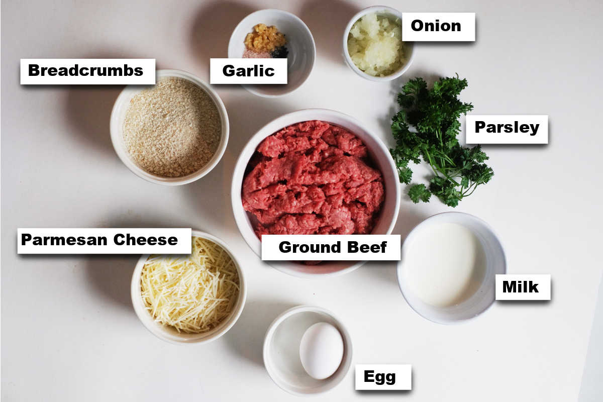 the ingredients needed for how to make meatballs