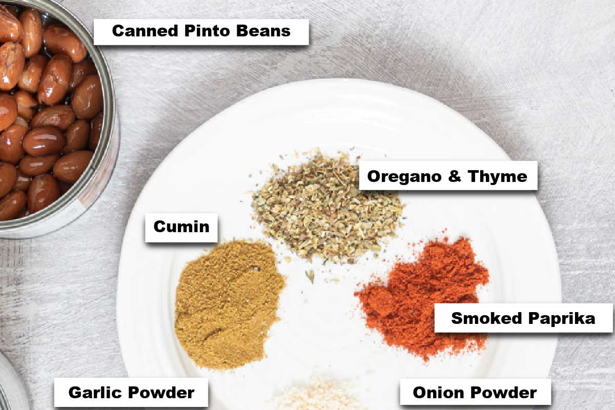 the ingredients needed to learn how to season pinto beans