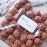 a ziptop plastic bag filled with the finished product from how to freeze meatballs recipe post