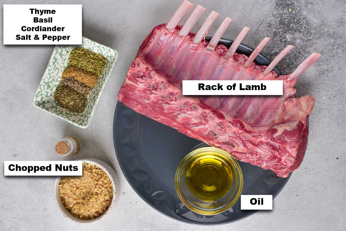 the ingredients needed for making air fryer rack of lamb