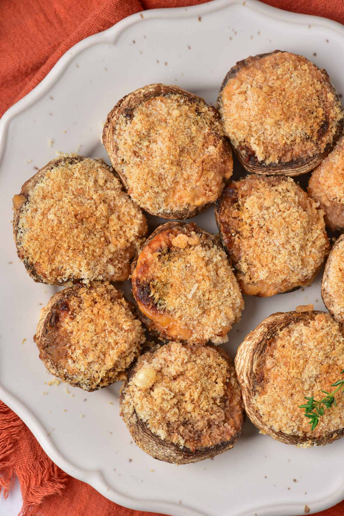 the completed air fryer stuffed mushrooms recipe