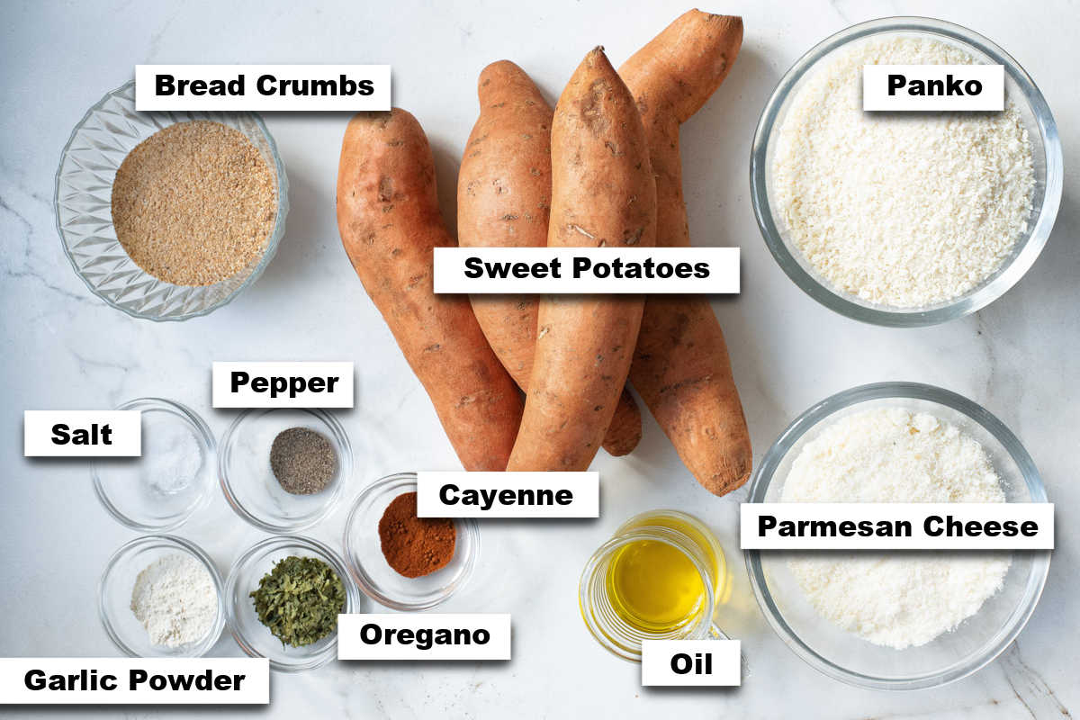 the ingredients for making this sweet potato tater tots recipe