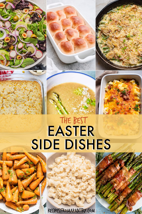 A collage of images of spring side dishes