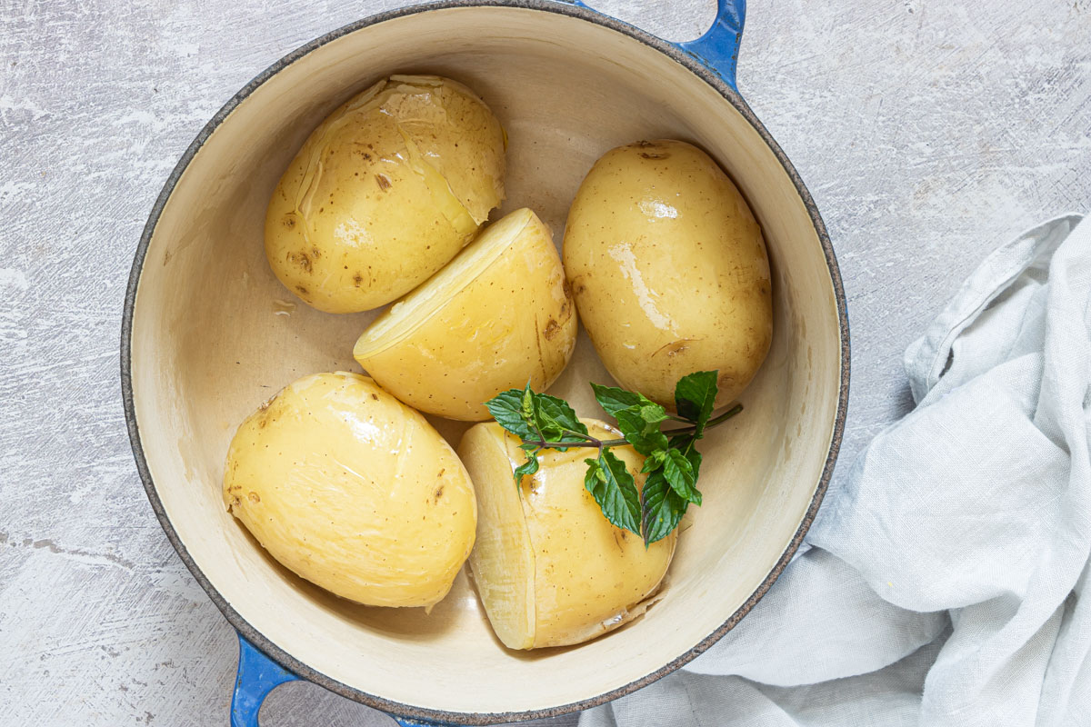 the completed how to boil potatoes recipe