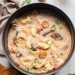 the completed tomato tortellini soup recipe
