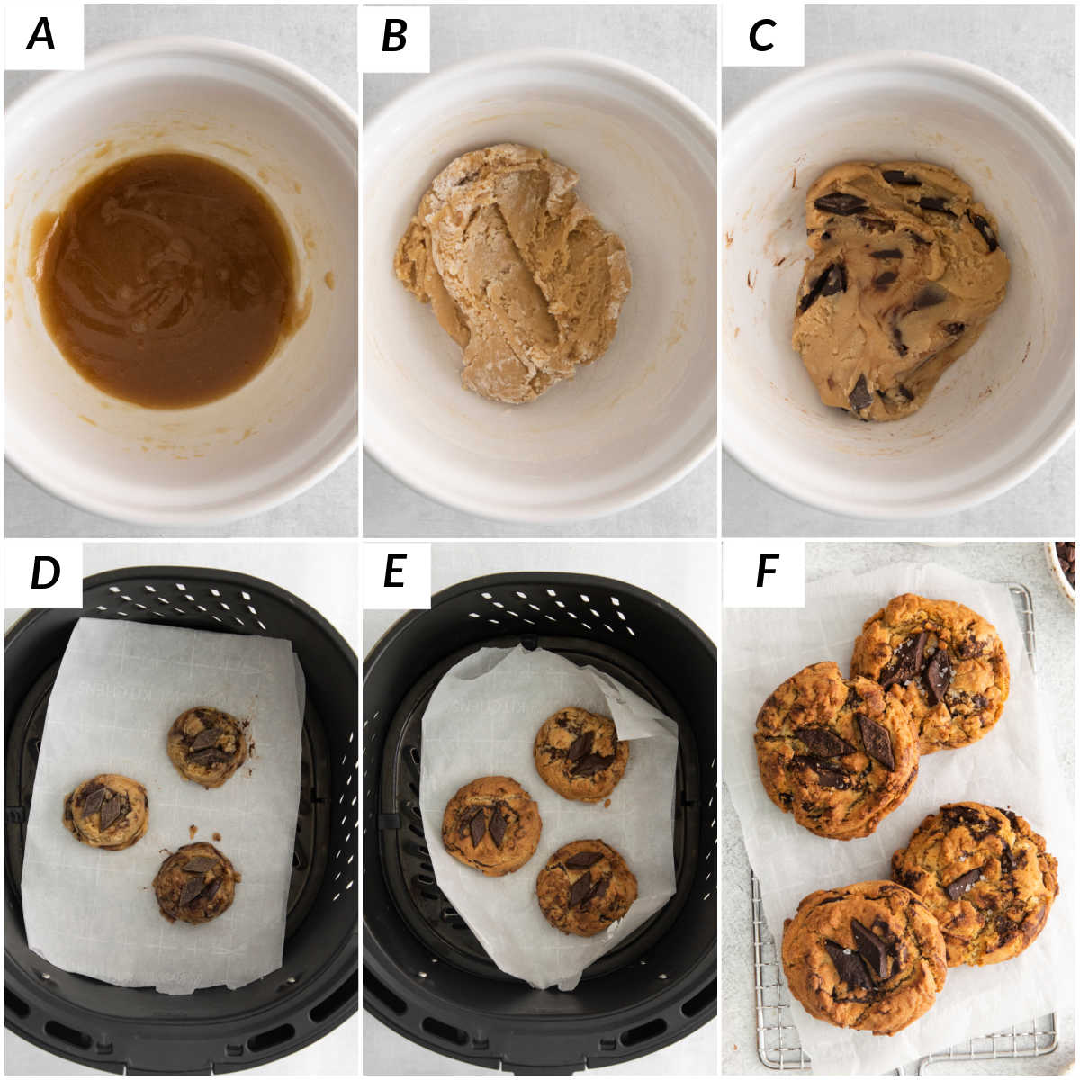 image collage showing the steps for making this air fryer cookies recipe