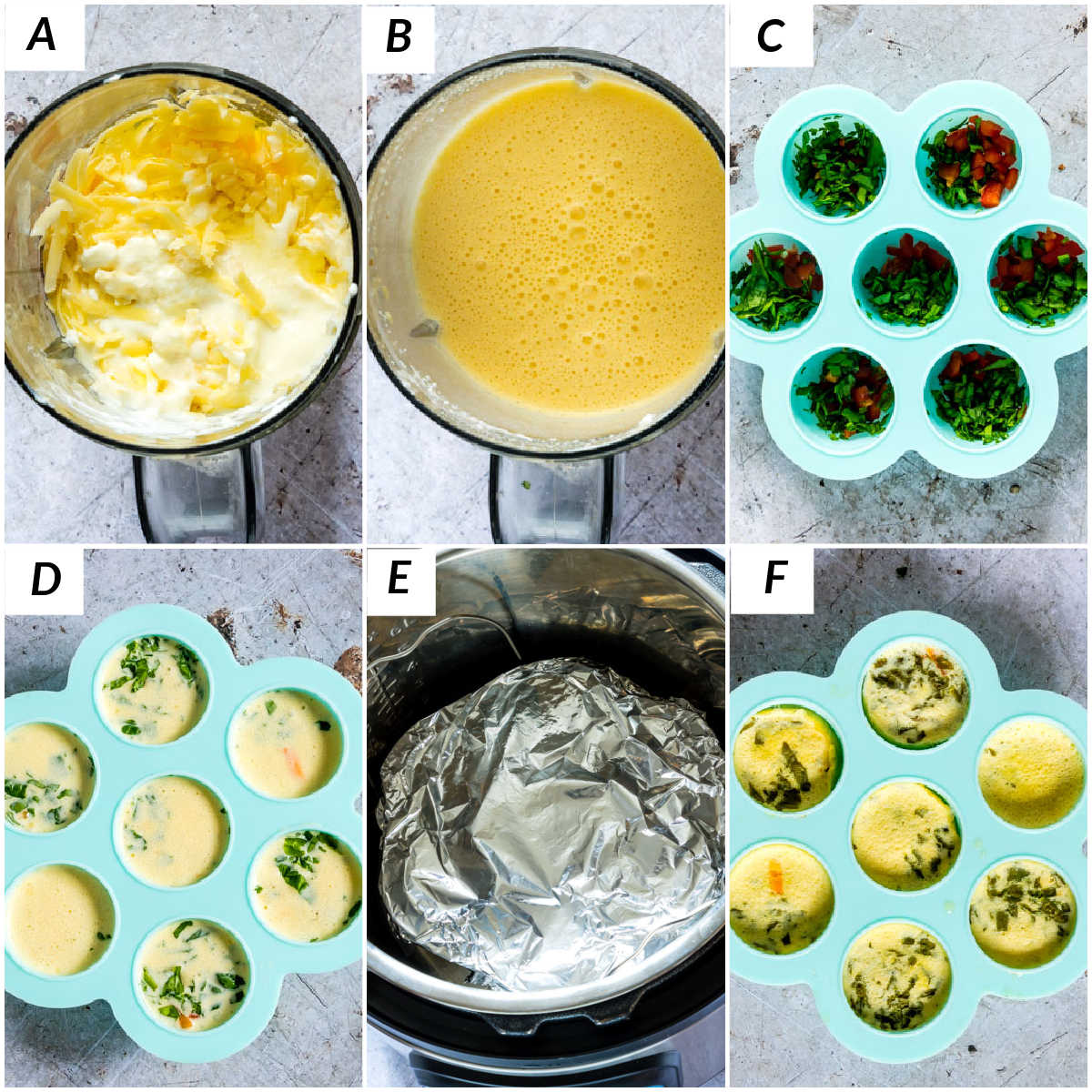 image collage showing the steps for making instant pot egg bites