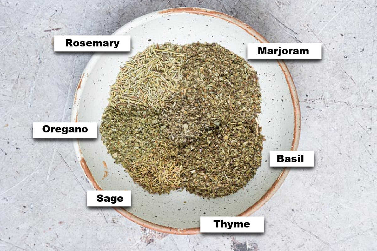 the ingredients for making Italian seasoning