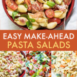 A collage of images of pasta salads