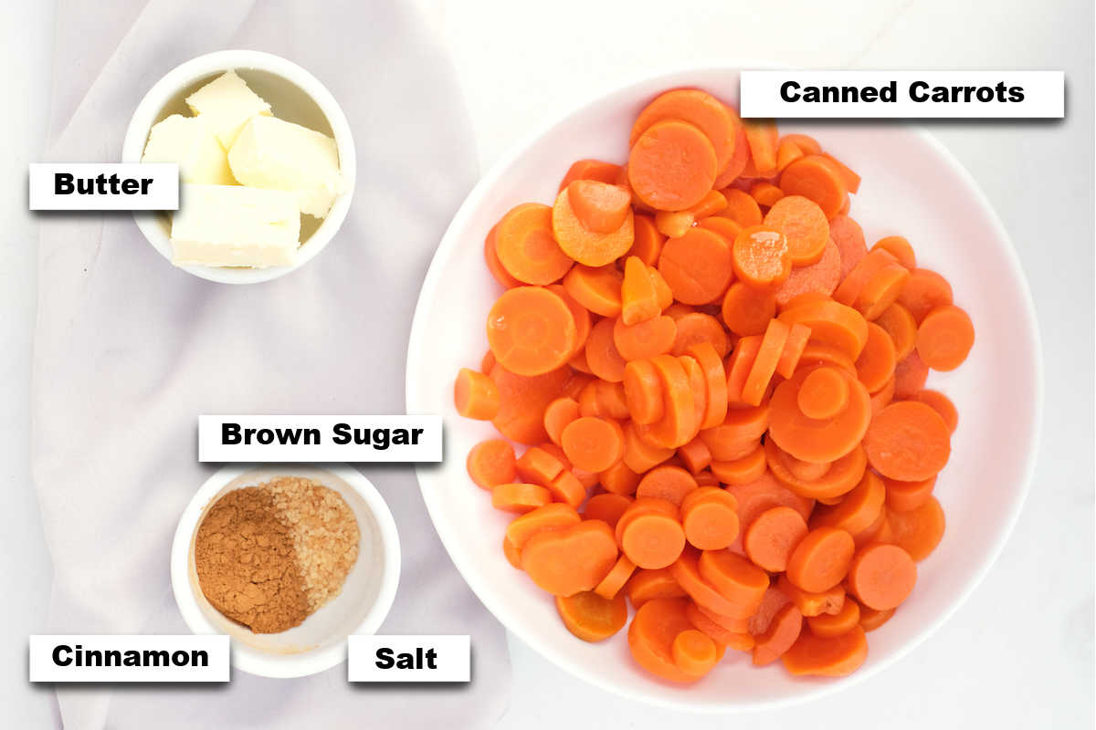 the ingredients for this how to cook canned carrots recipe