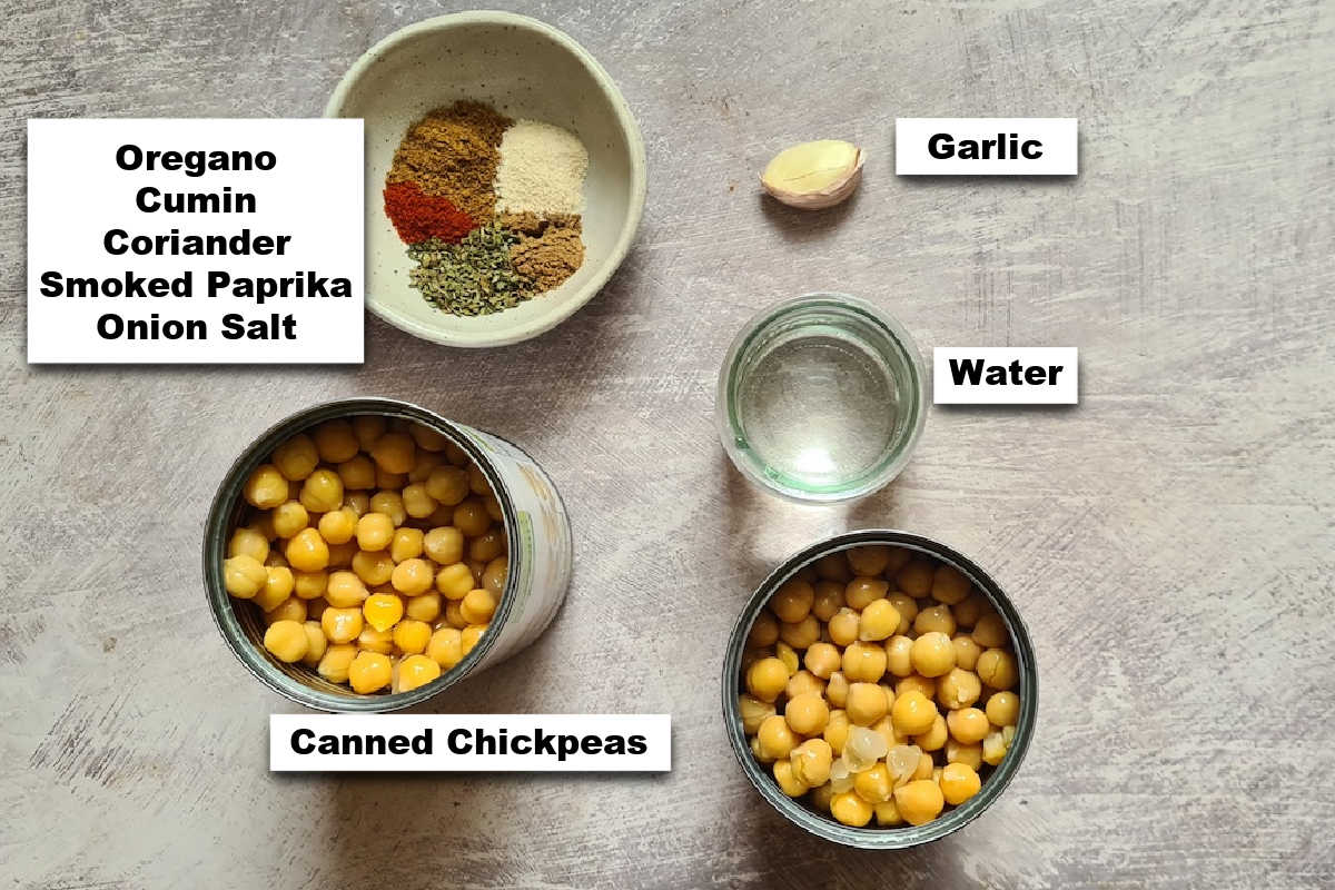 the ingredients needed to learn how to cook canned chickpeas
