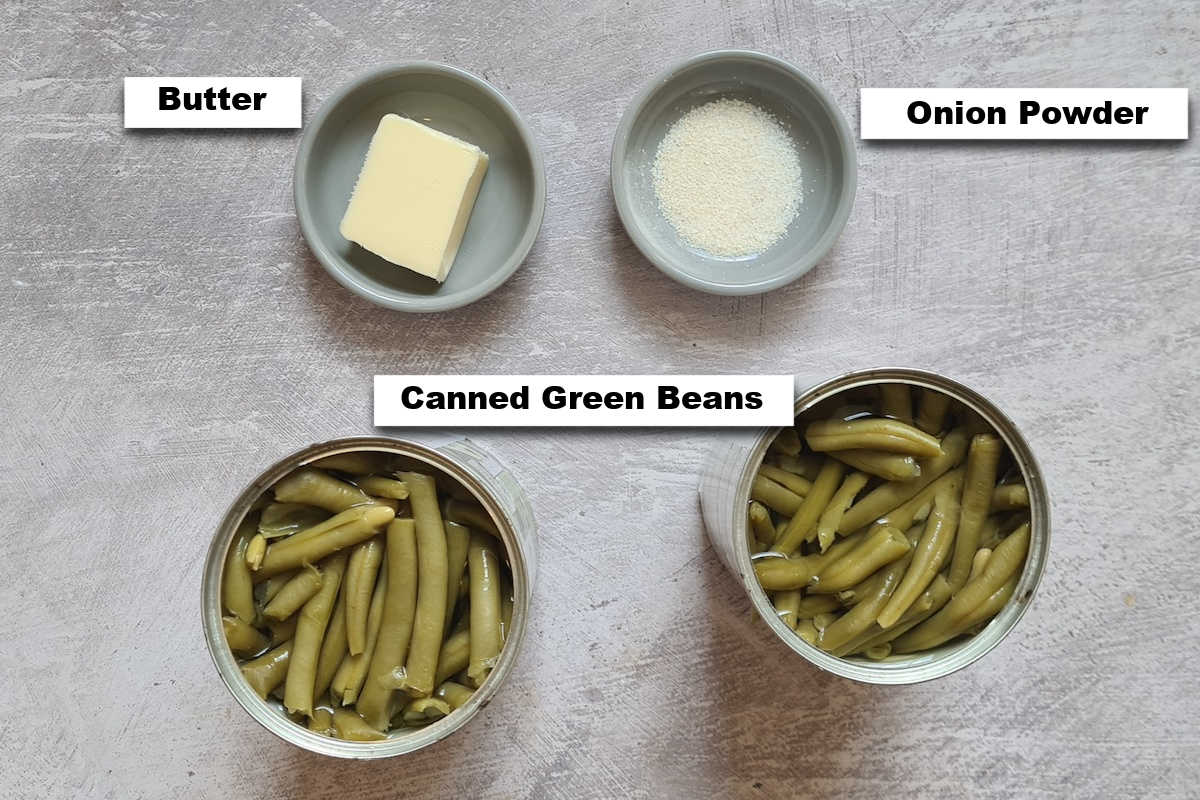 the ingredients needed to learn how to cook canned green beans