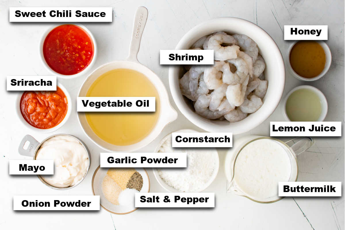the ingredients for making bang bang shrimp