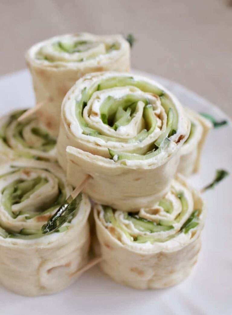 a stack of the finished cucumber pinwheels