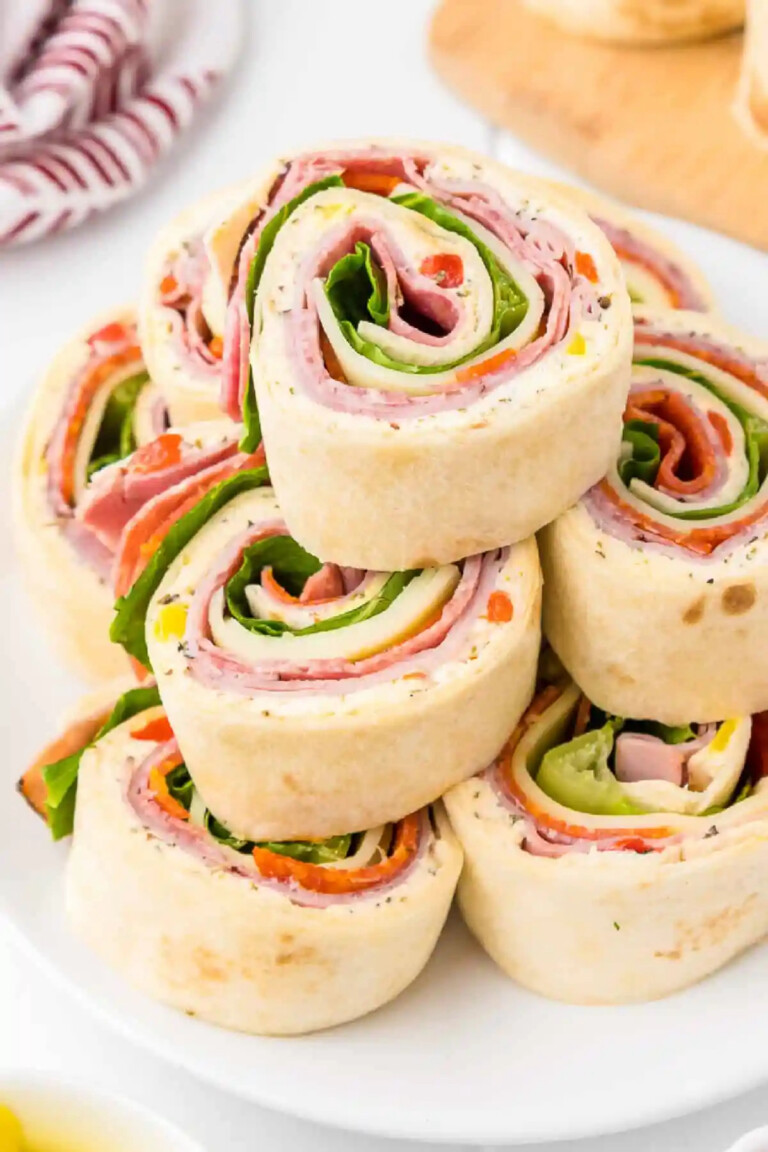 Italian pinwheels stacked on a plate