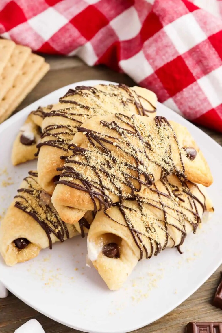 the nutella crescent rolls served on a white plate