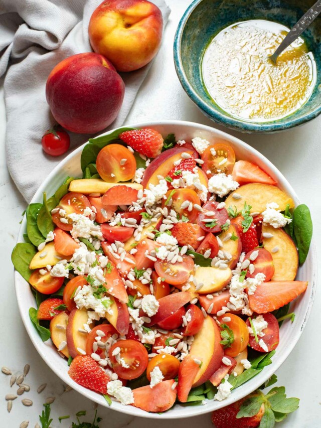 Tomato Feta Salad With Peach And Strawberry Story