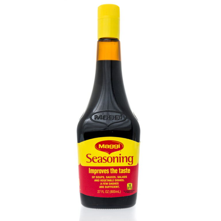 A bottle of Maggi seasoning sauce.
