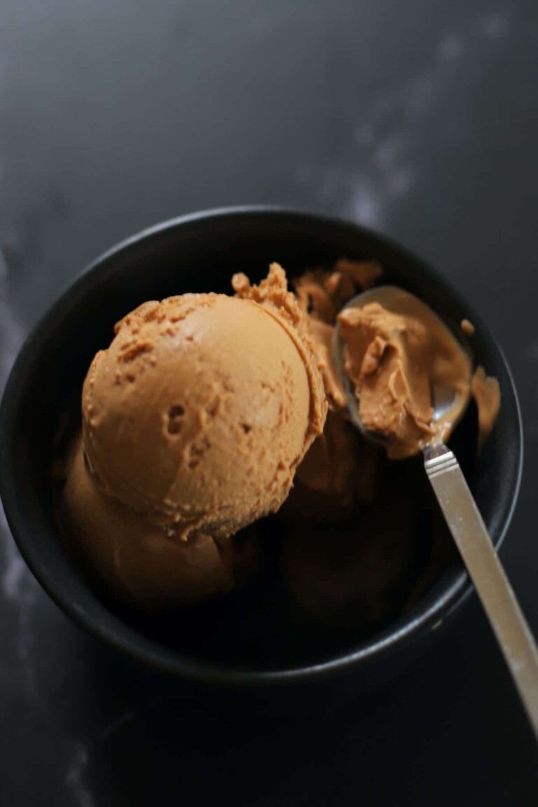 A bowl of Ninja Creami Sugar Free Tiramisu Ice Cream