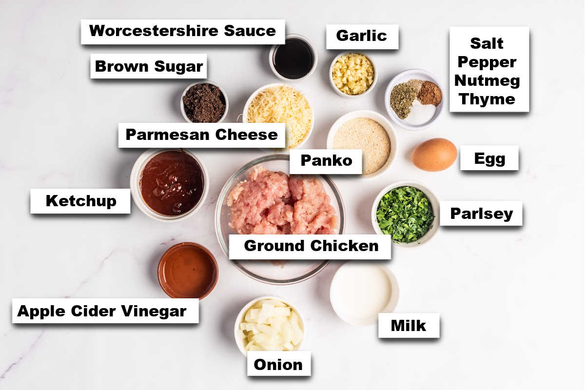 the ingredients needed for making chicken meatloaf
