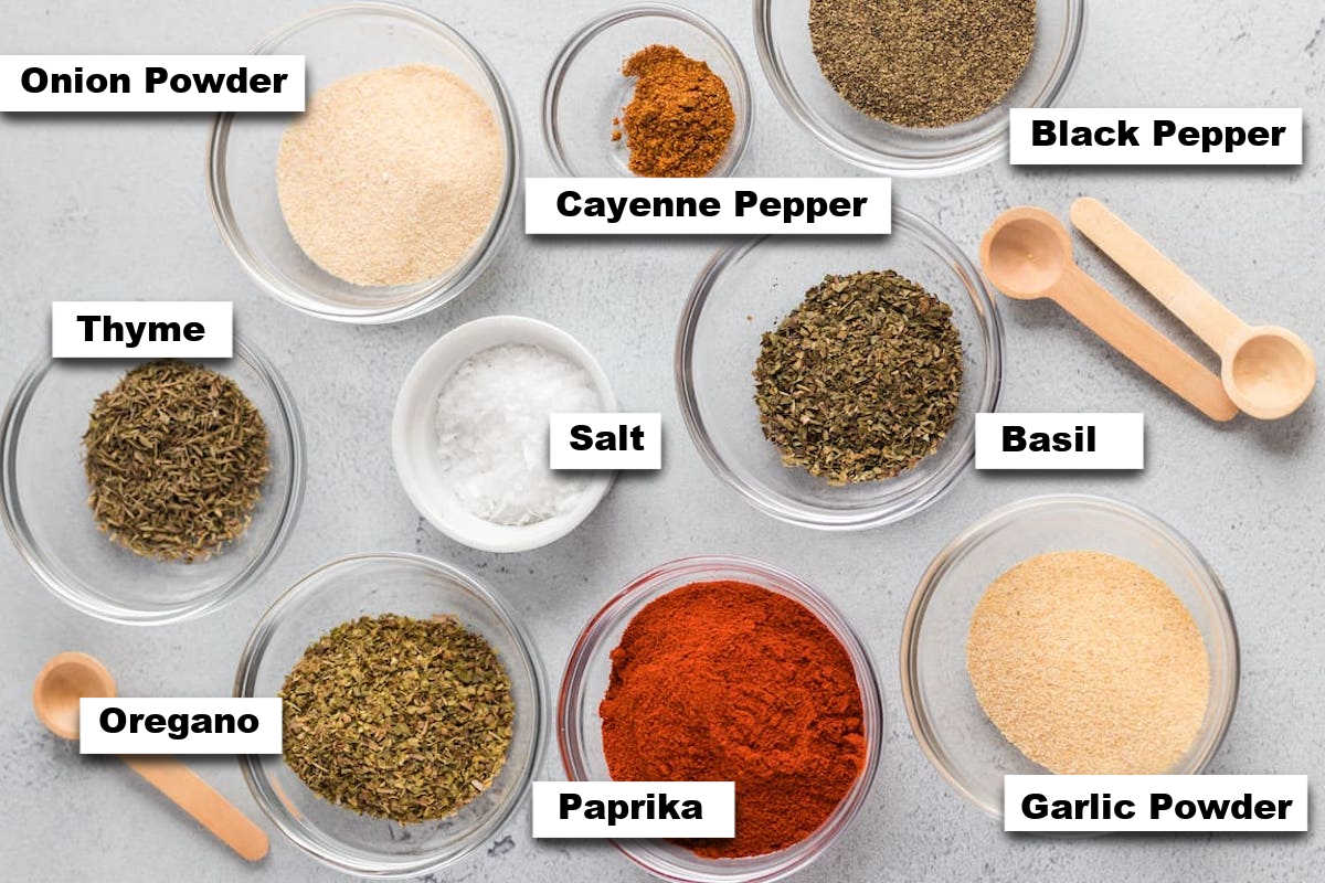 the ingredients needed to make this creole seasoning recipe