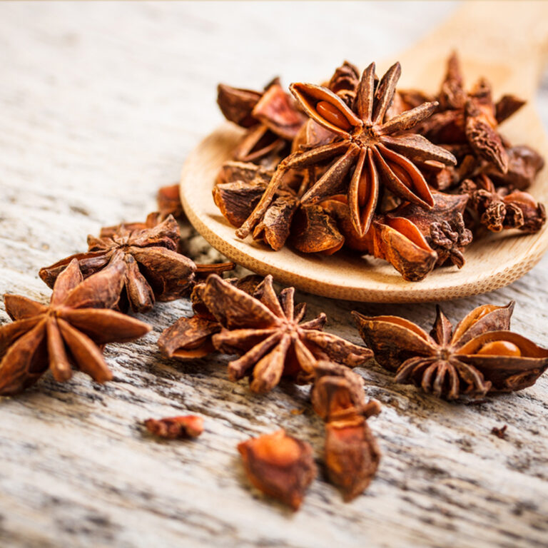 A small dish of star anise pods