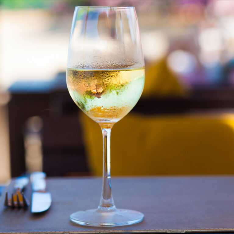White wine in a stemmed glass