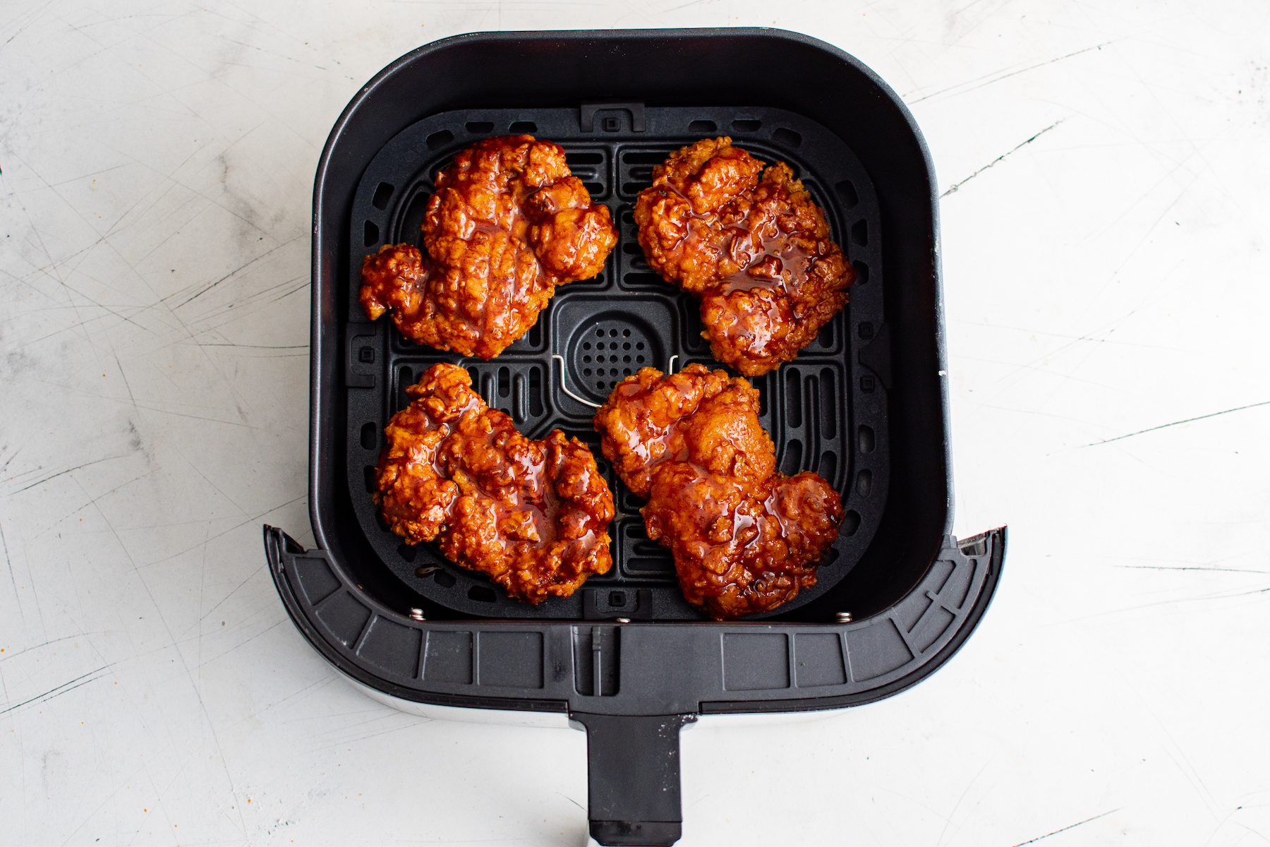 the completed air fryer nashville hot chicken recipe