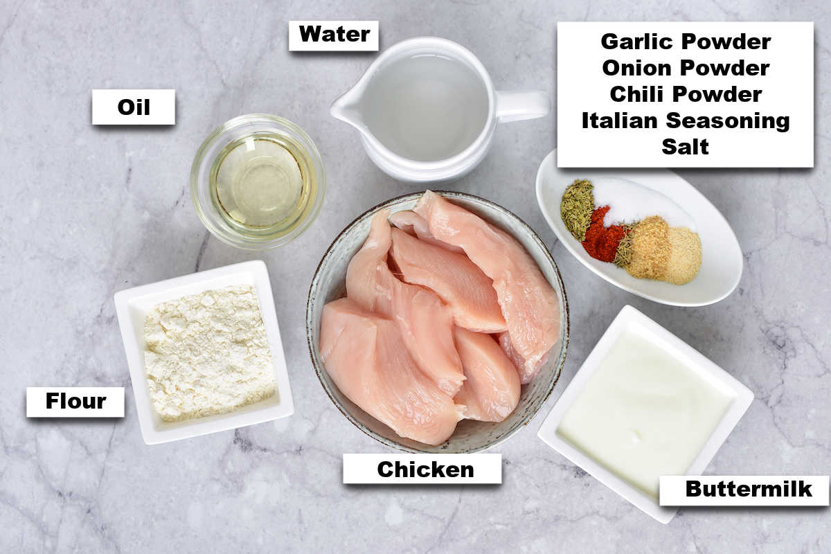 the ingredients for making this cracker barrel fried chicken recipe
