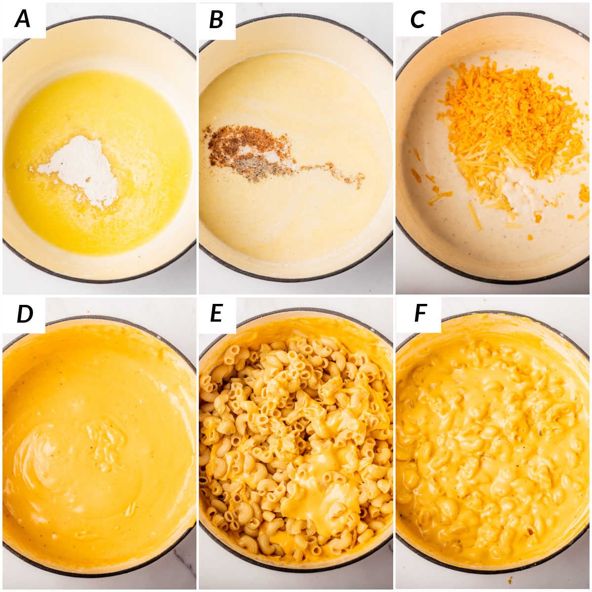 image collage showing the steps for making gluten free macaroni and cheese