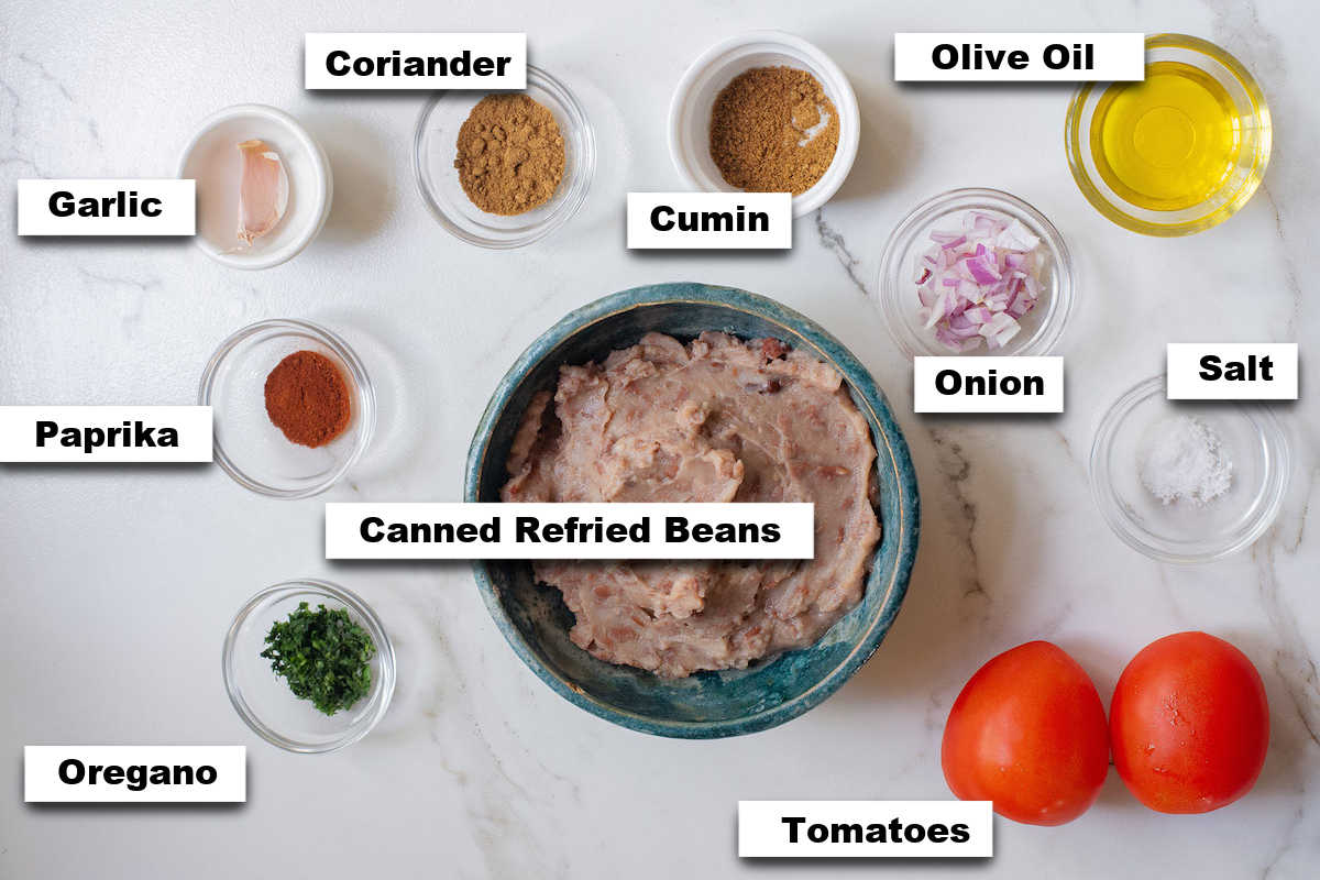 the ingredients for how to make canned refried beans better